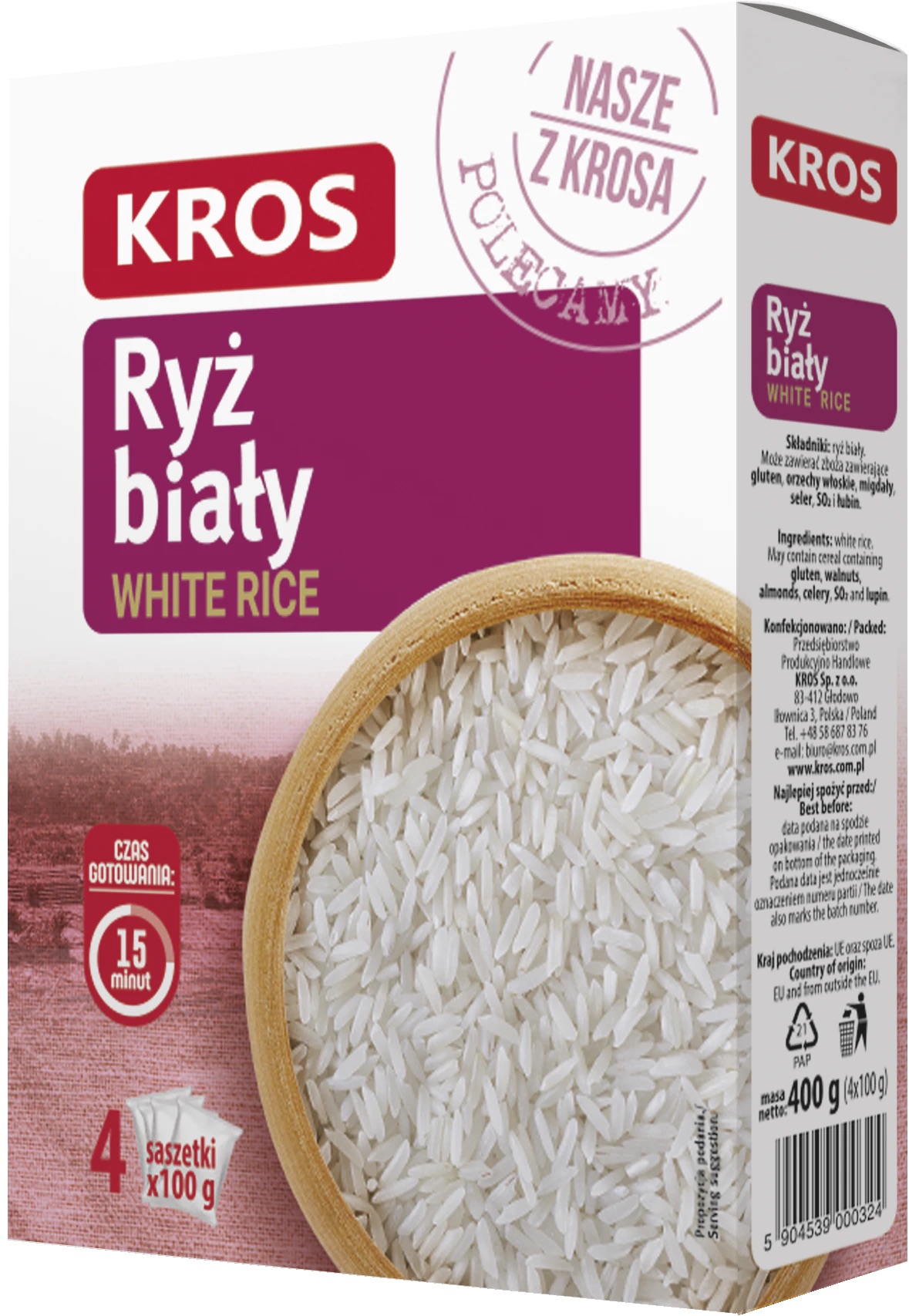 Ryż biały 4 x 100 g - Kros