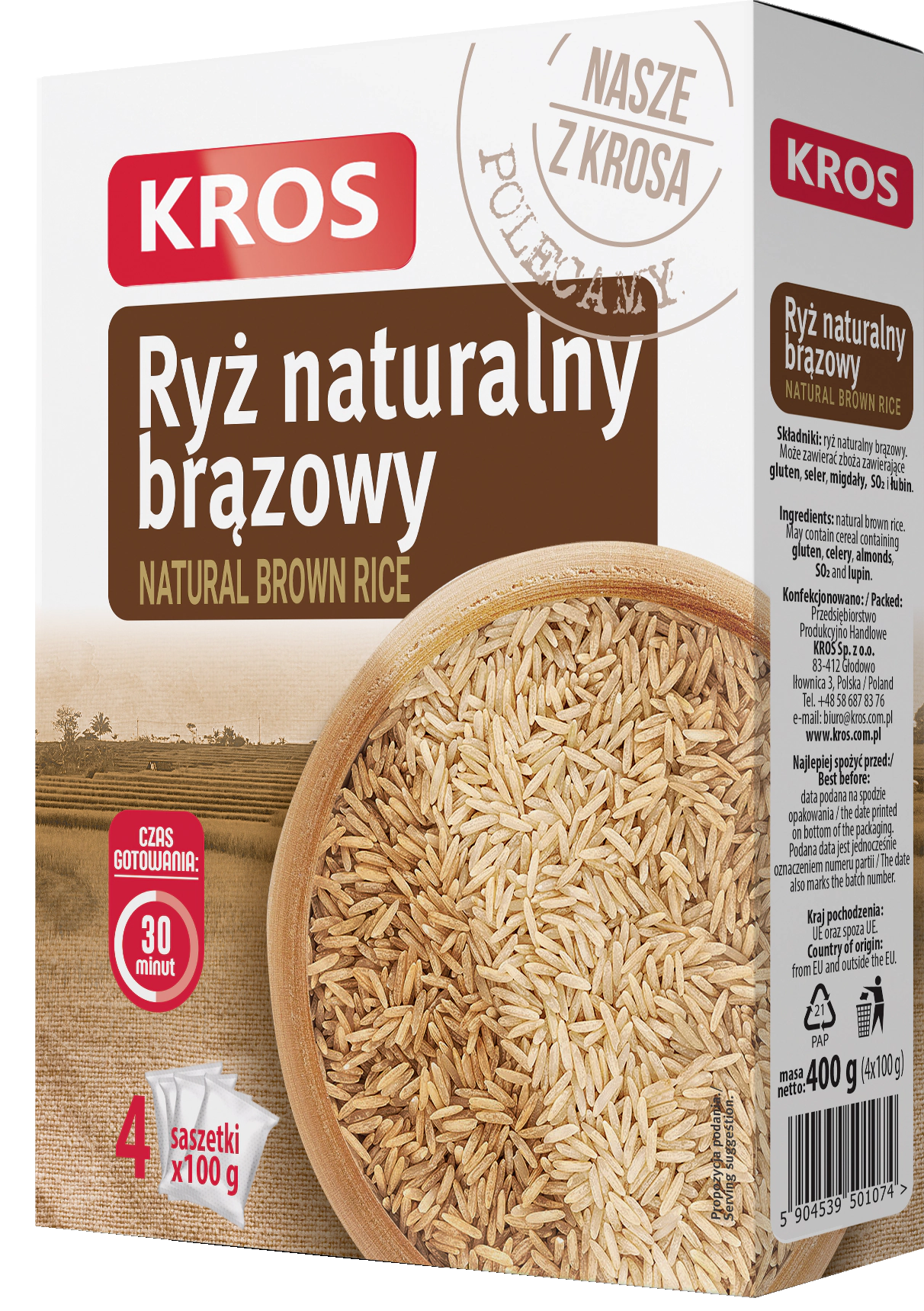 Ryż brązowy 4 x 100 g - Kros